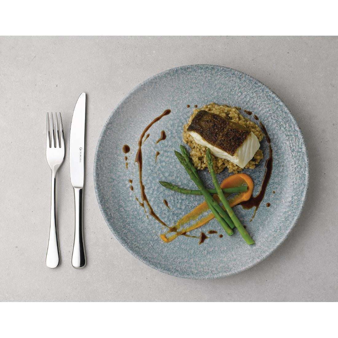 Assiettes coupe ronde Churchill Studio Prints Raku Topaz Blue 248mm (Lot de 12)