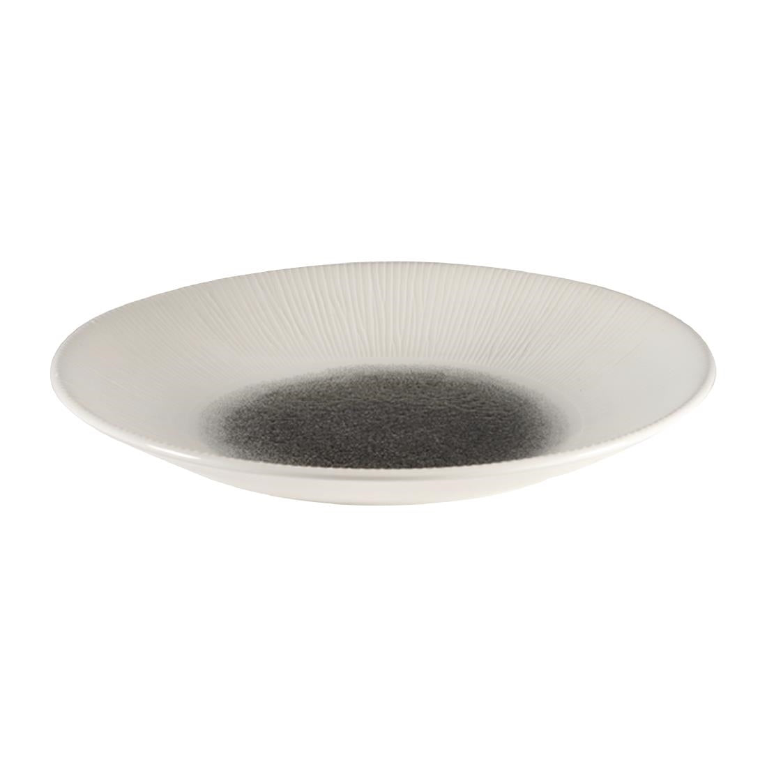 Assiettes creuses Churchill Bamboo centre imprimé quartz noir 281mm (lot de 12)