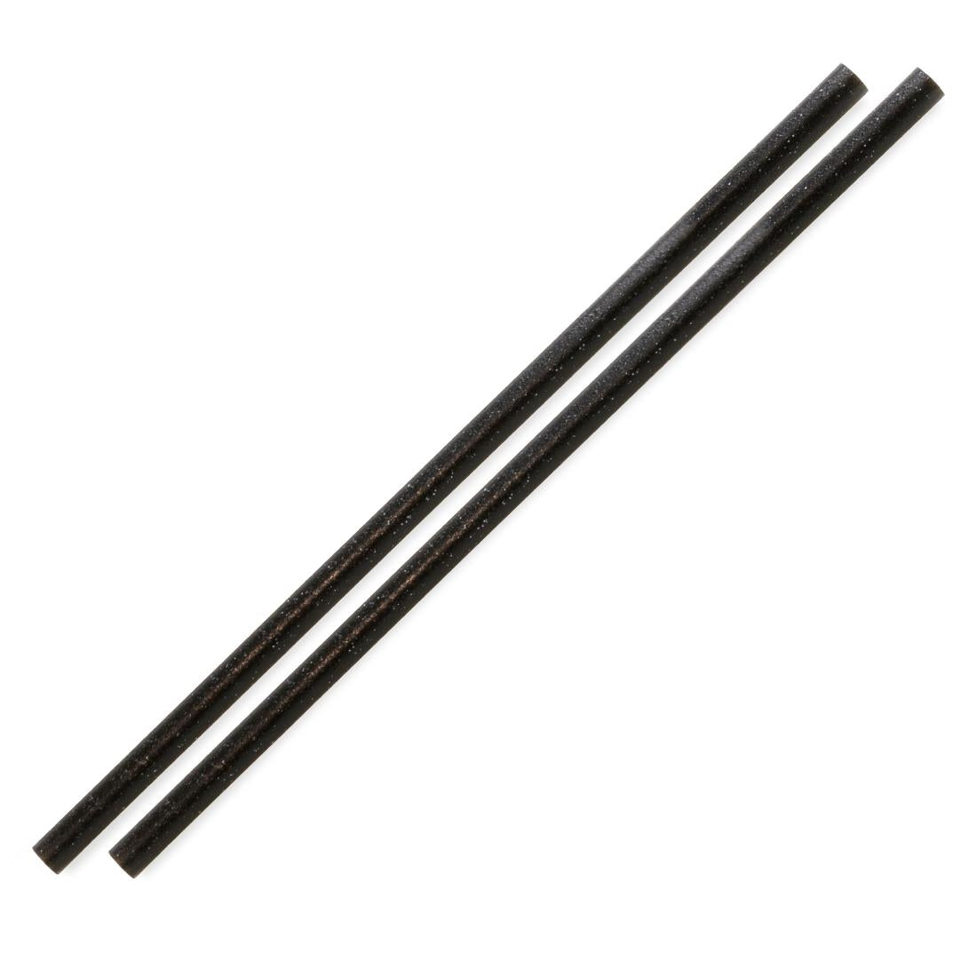 Pailles droites noires Sier Diposables Refork 8 mm / 24 cm (lot de 100)