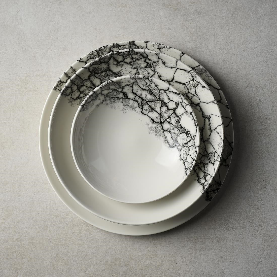 Assiettes rondes Churchill Kintsugi Accents Quartz Black Evolve 260mm (Lot de 12)