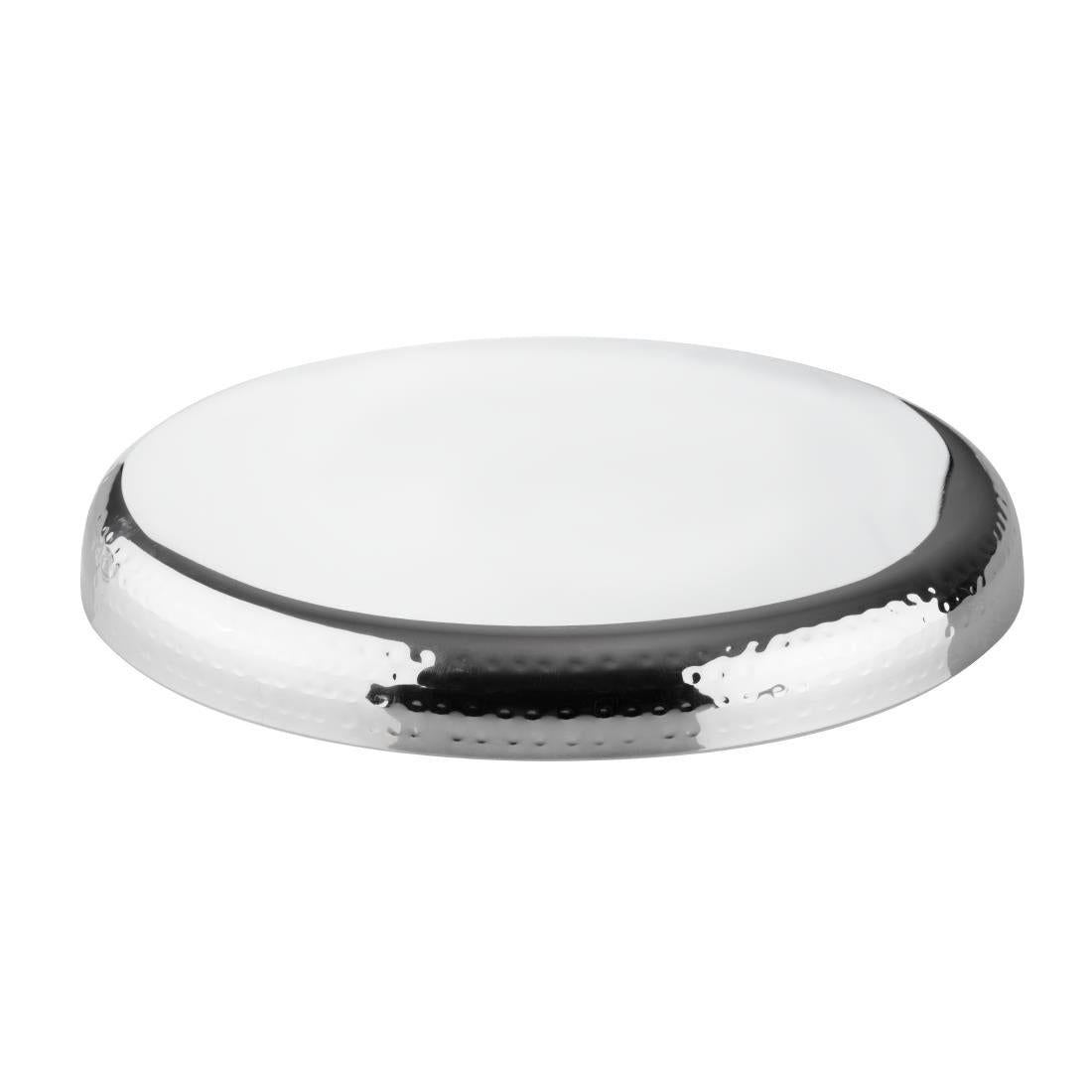 Plat rond en acier inoxydable martelé Olympia 320x35mm