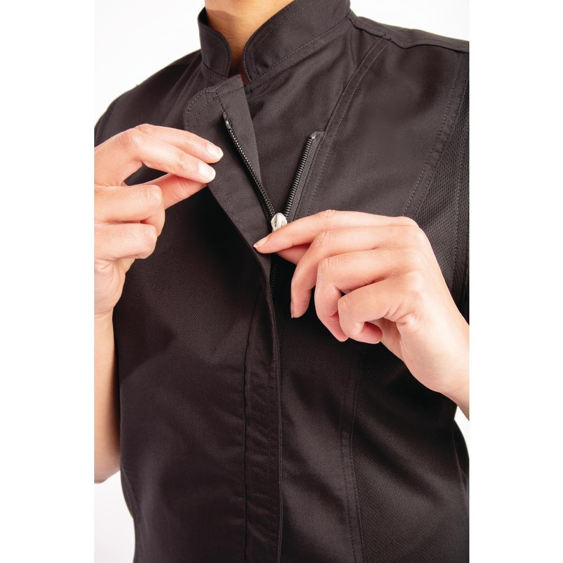 Veste de cuisine femme zippée légère Springfield Chef Works noire - NISBETS