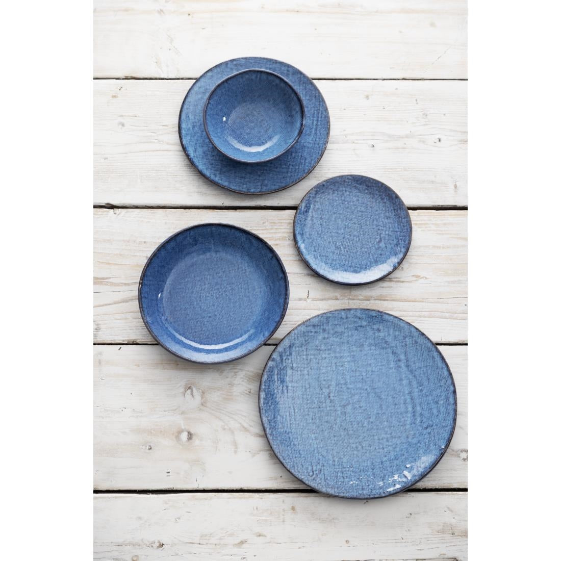 Assiettes plates Olympia Denim Blue 180 mm (lot de 6)