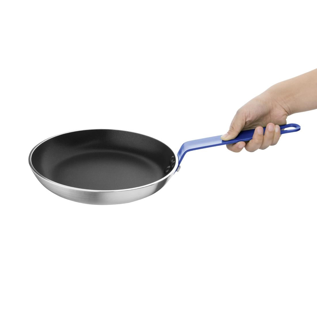 Poêle en aluminium antiadhésive Hygiplas Teflon Platinum Plus avec poignée bleue 24cm