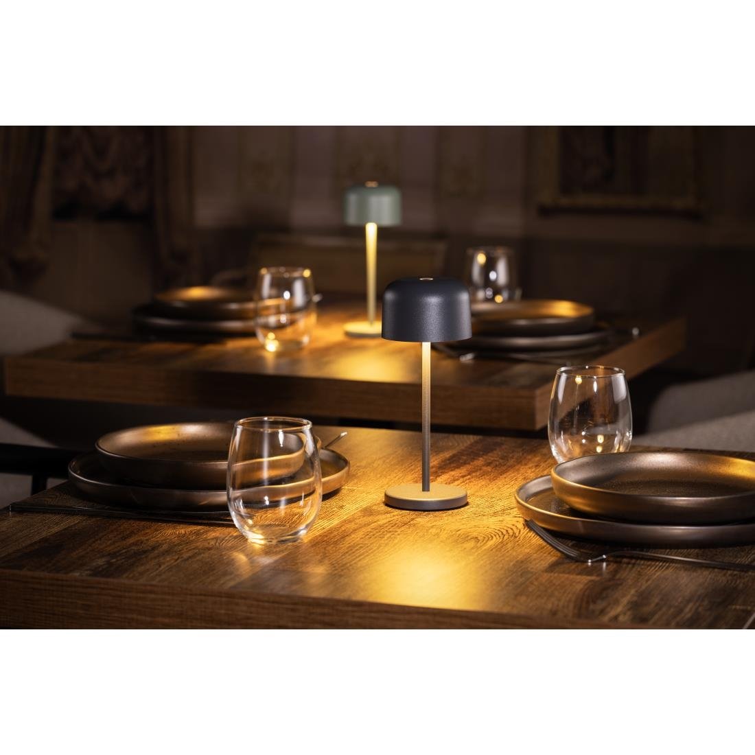 Lampe de table avec abat-jour rond Olympia Lucca grise 200mm