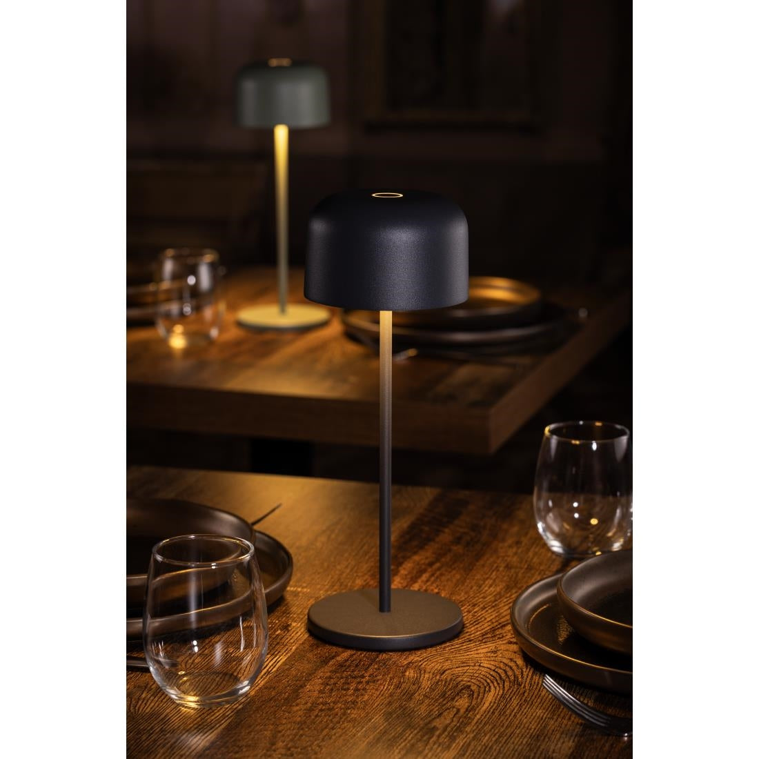 Lampe de table avec abat-jour rond Olympia Lucca grise 300mm
