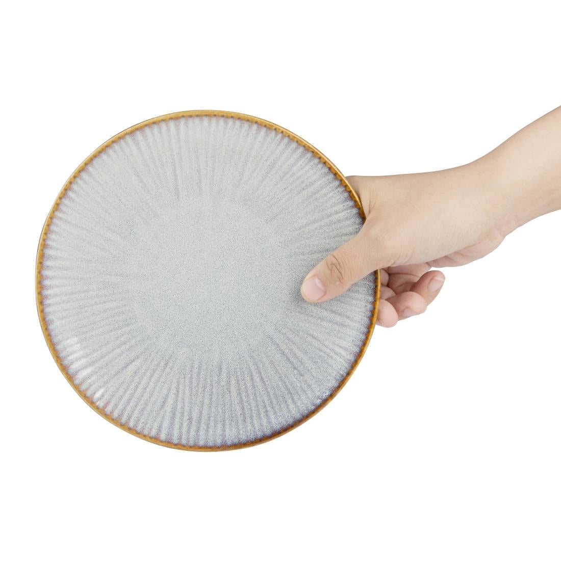 Assiettes plates Olympia Drift en relief gris 180mm (lot de 6)