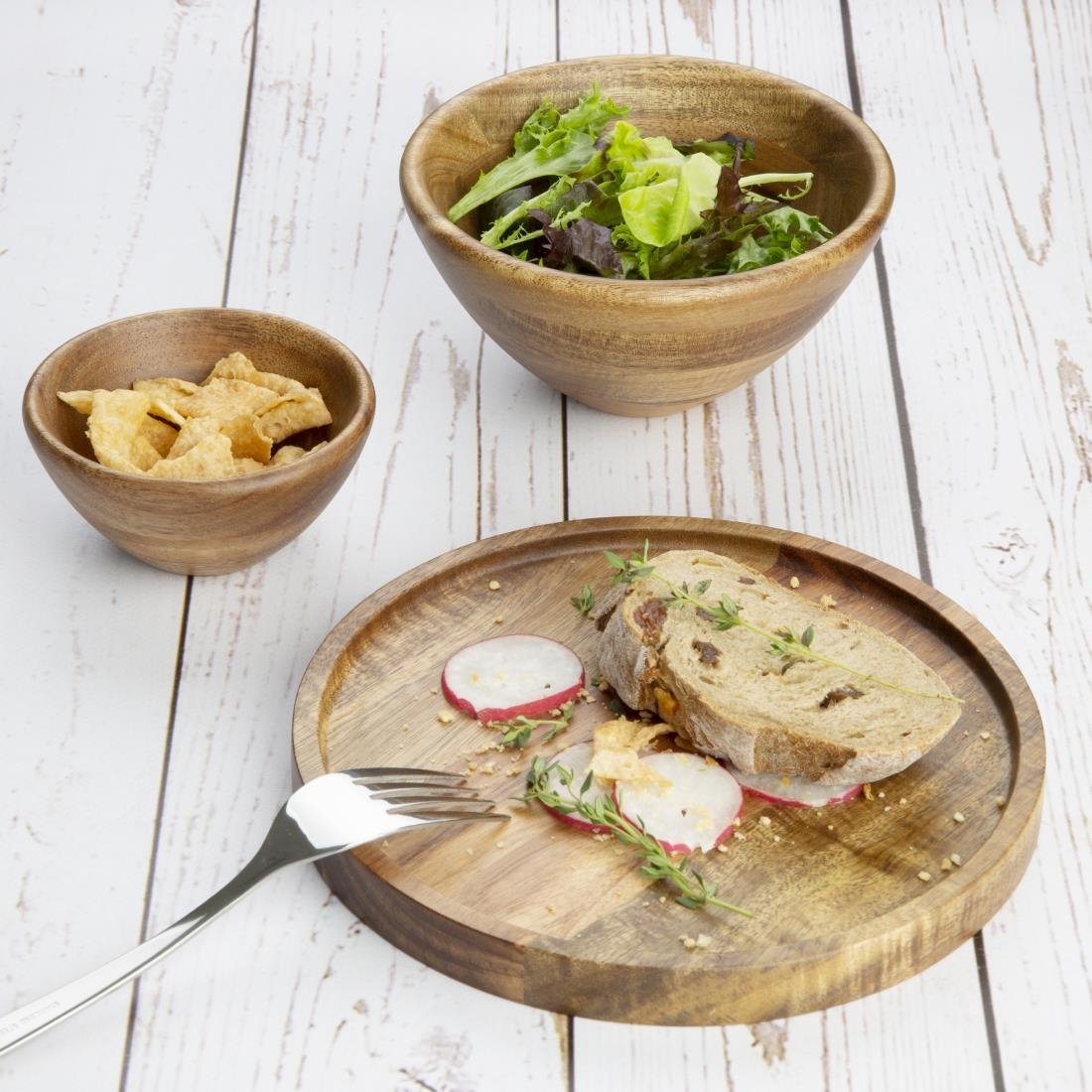 Assiette ronde en acacia Olympia 200mm