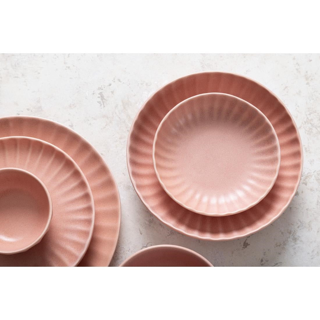Assiettes calottes Olympia Corallite pêche 220x50mm (lot de 6)