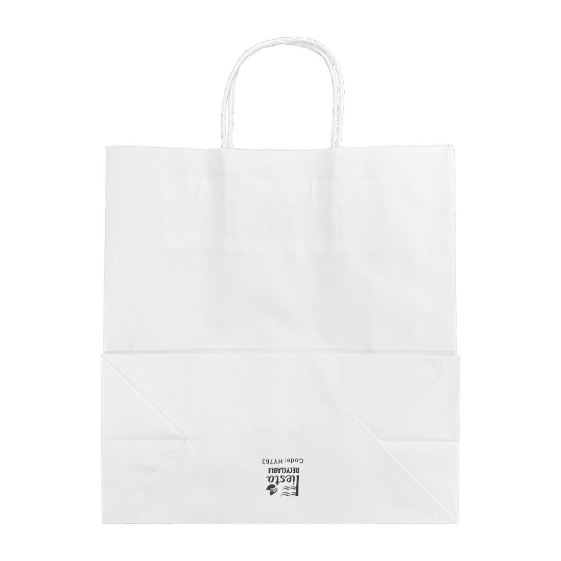 Sacs moyens en papier avec poignée torsadée Fiesta Recyclable blancs (lot de 250)