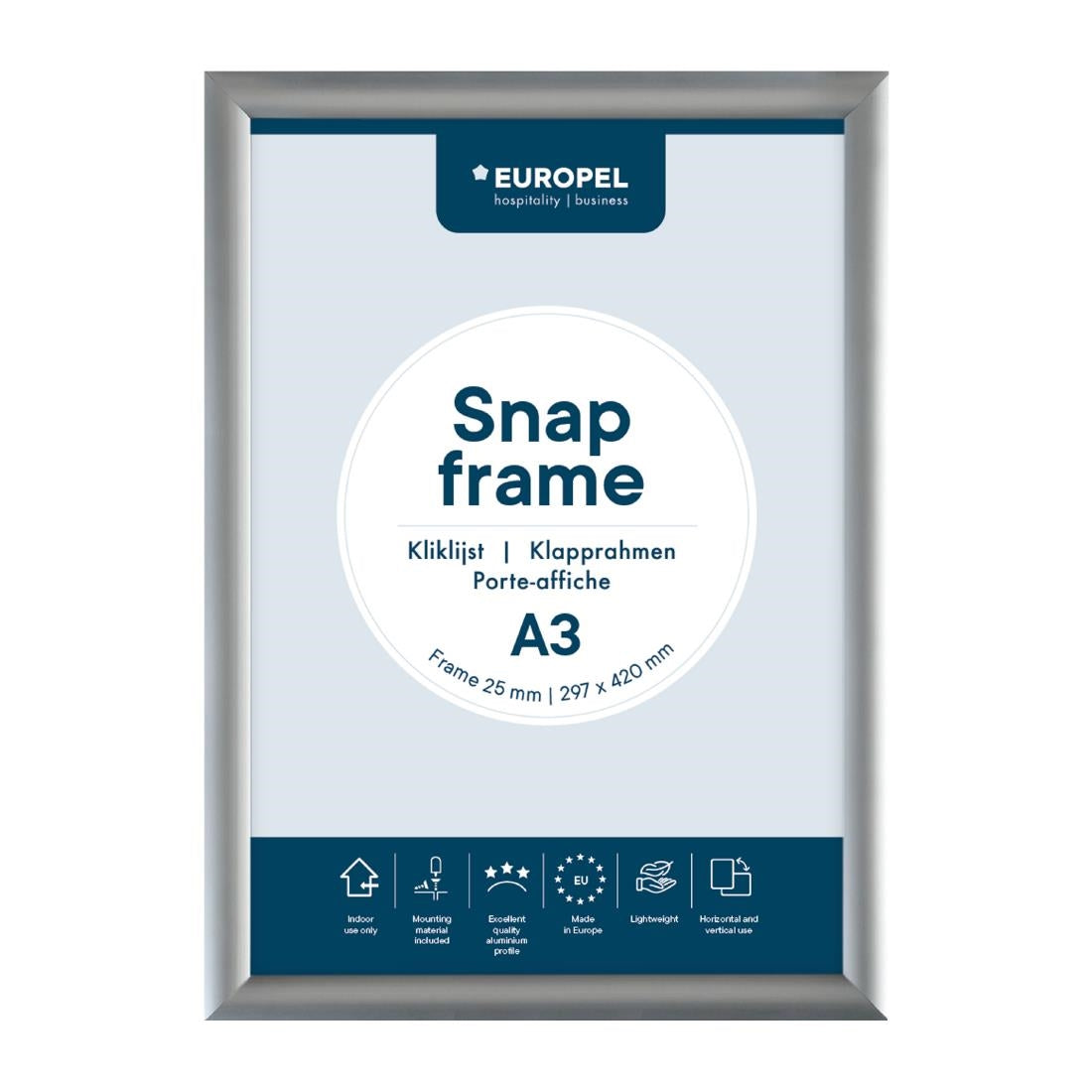 Cadre clipsable en aluminium Europel A3 25mm