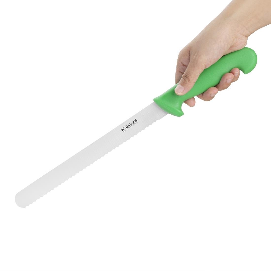 Couteau à trancher denté Hygiplas vert 25cm