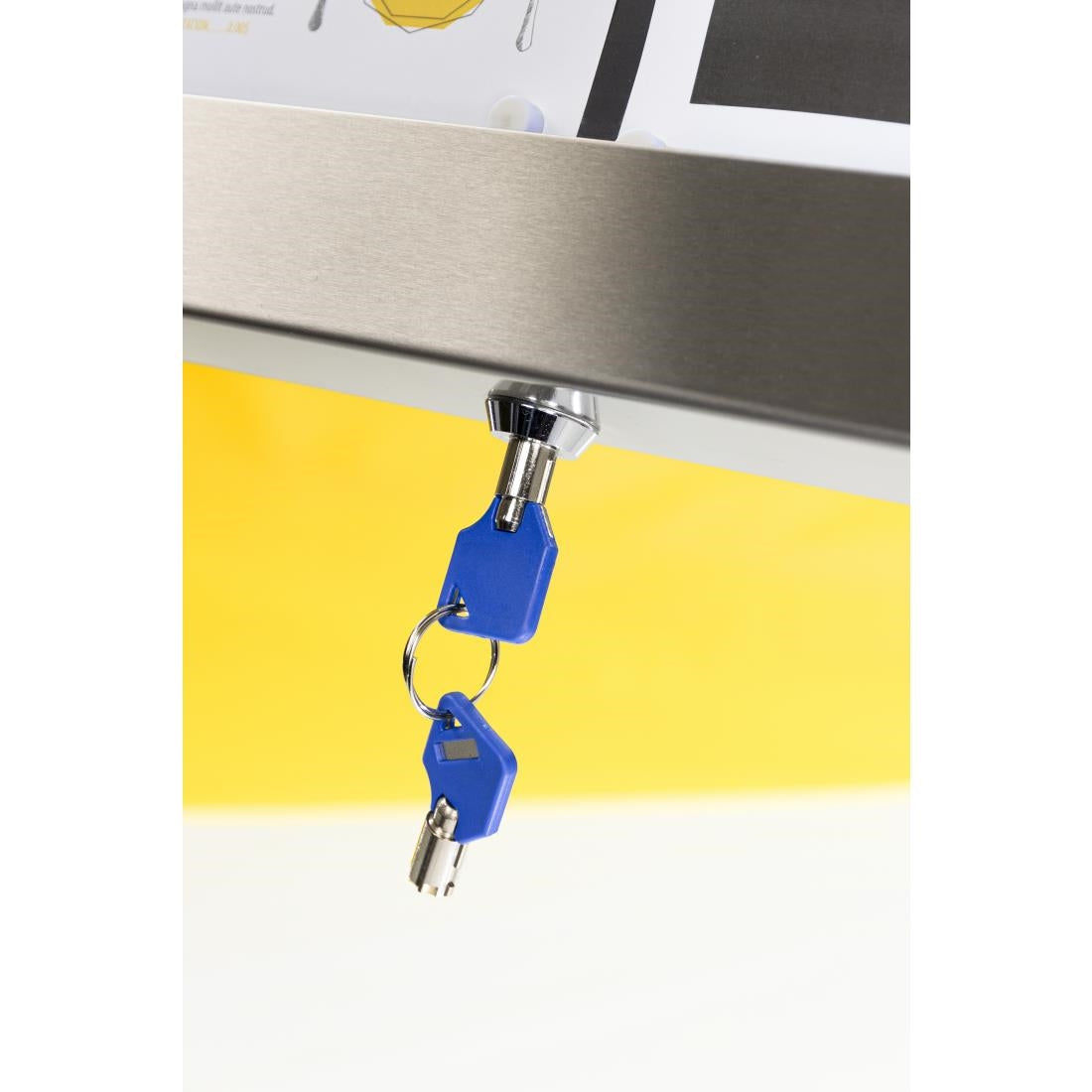 Porte-menu à LED couleurs en inox Securit 4xA4 avec poteau et socle