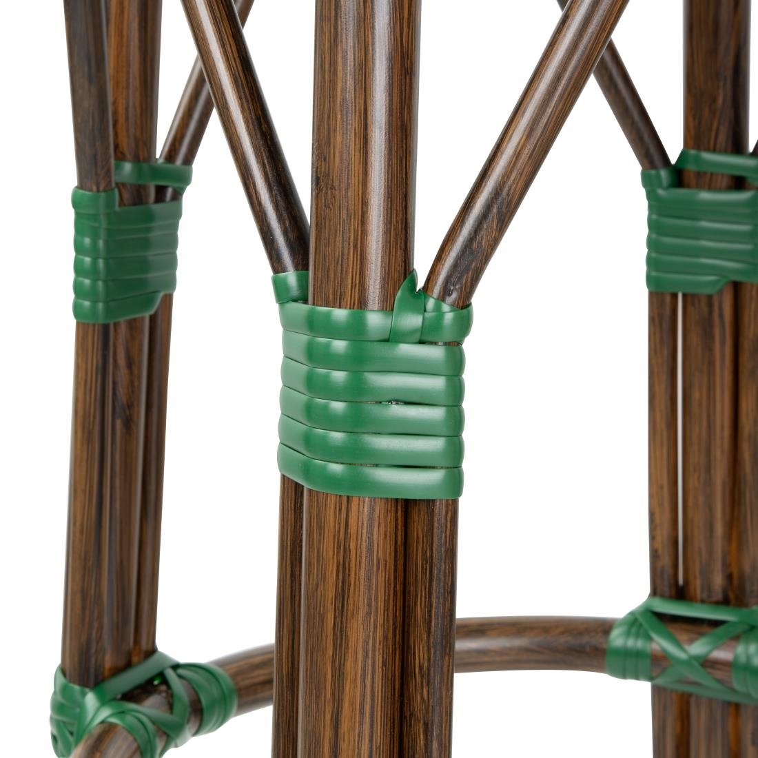Tabourets de bar Parisian Style PE Rattan Bolero bois foncé verts (Lot de 2)