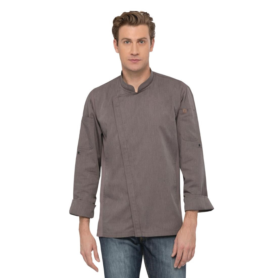 Veste de cuisine mixte légère à fermeture éclair Hartford Chef Works Urban gris graphite M - NISBETS
