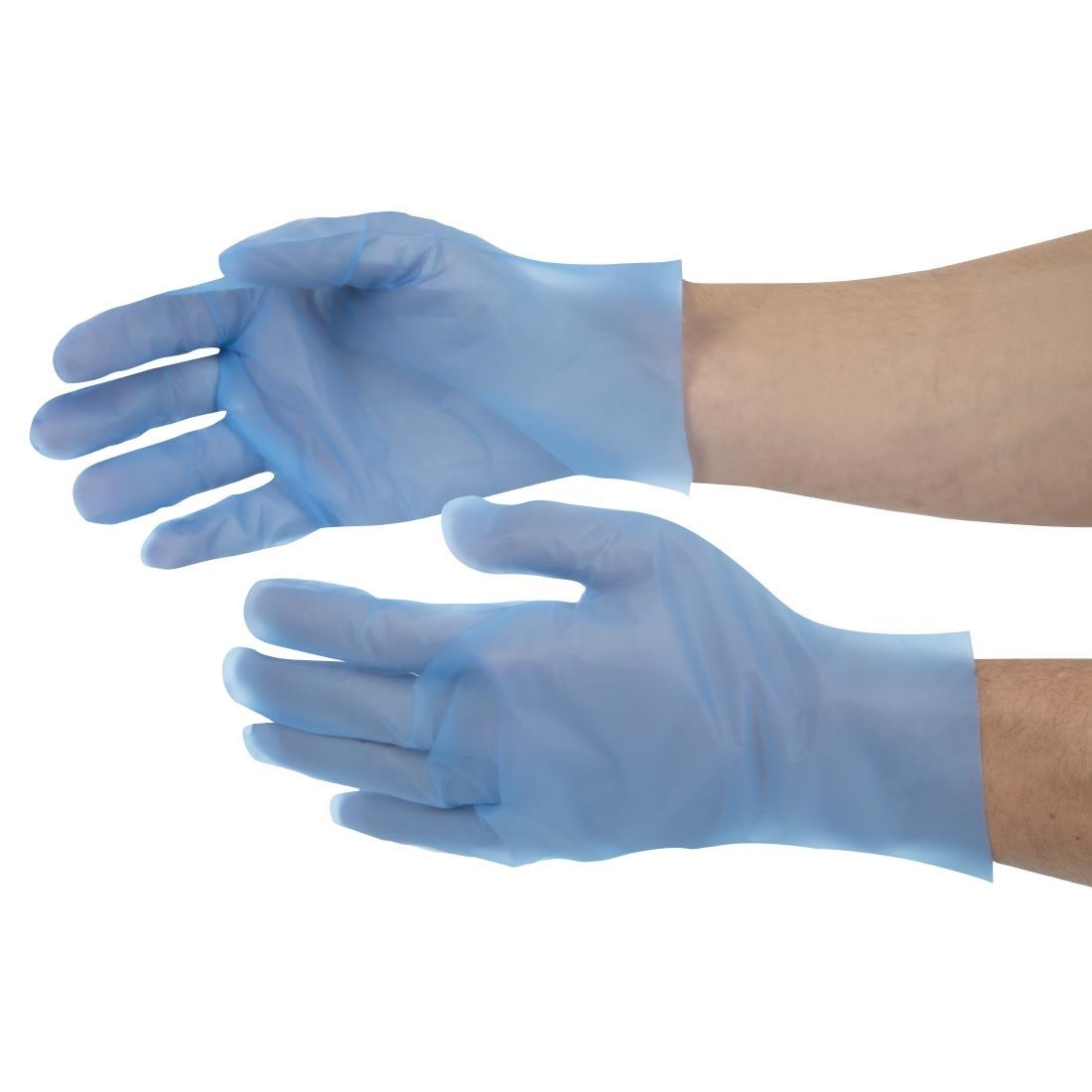 Gants alimentaires en TPE non poudrés bleus Nisbets Essentials (lot de 200) - Taille L