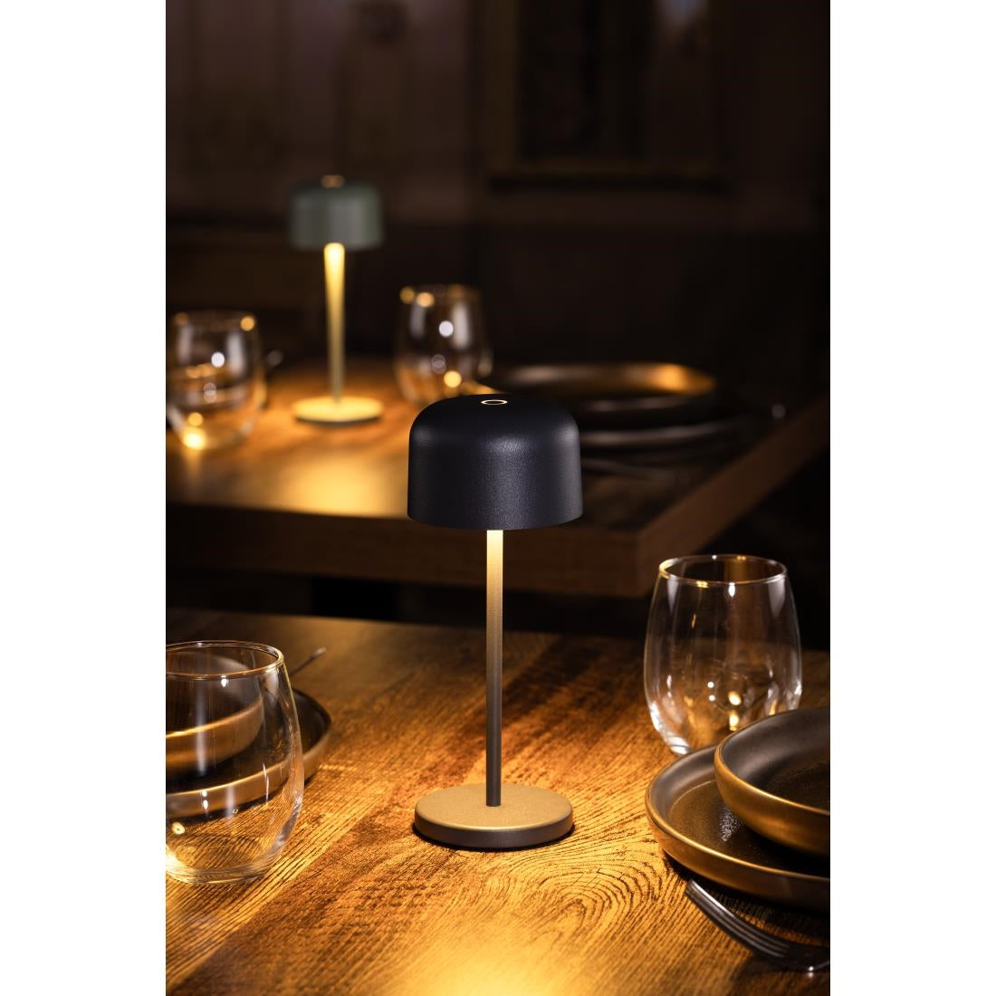 Lampe de table avec abat-jour rond Olympia Lucca grise 200mm