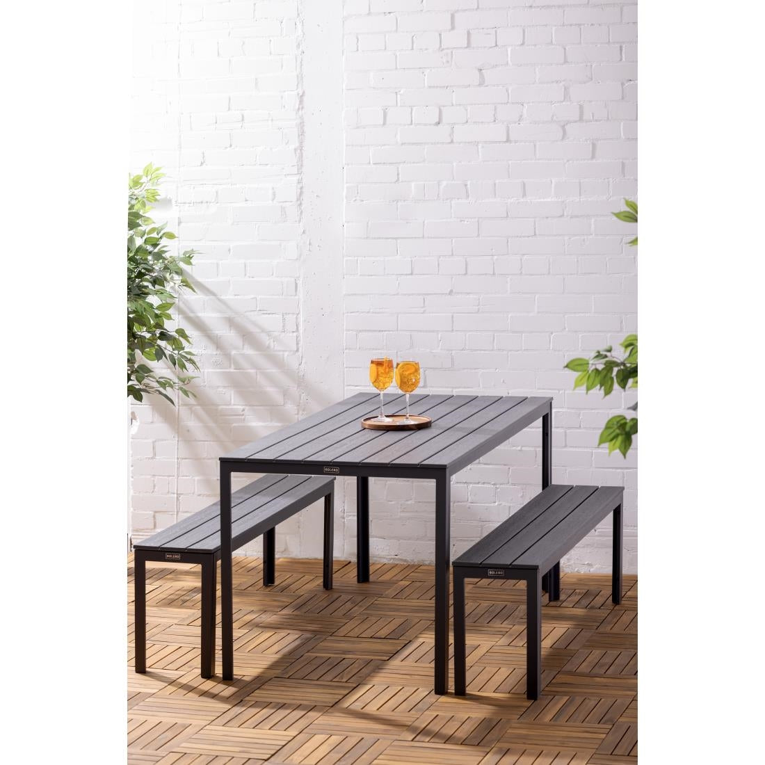 Bancs à lattes Bolero Valletta gris (lot de 2)