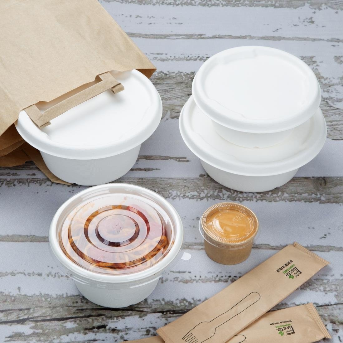 Couvercles en bagasse Fiesta Compostable pour bols de 400/500 ml (lot de 50)
