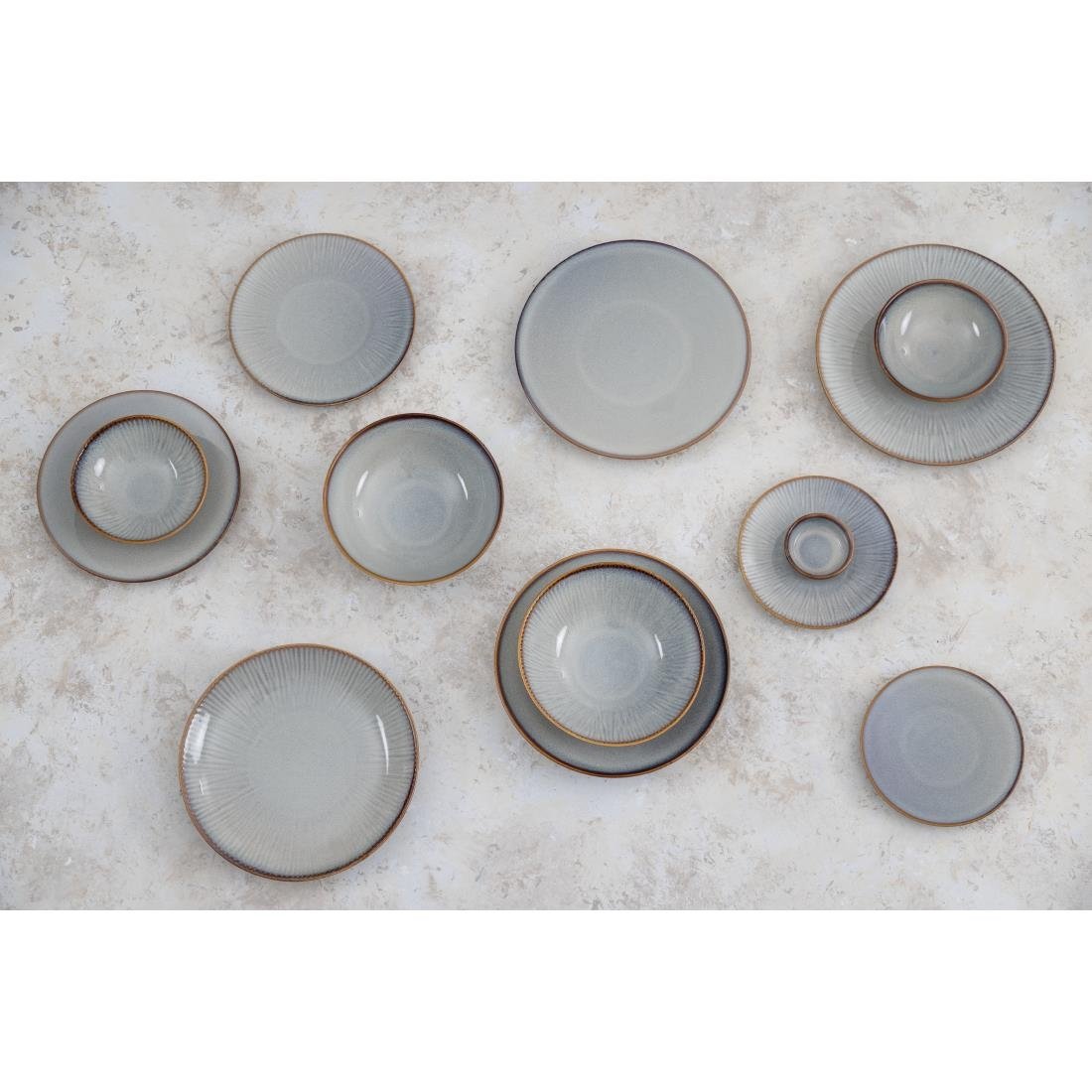 Assiettes creuses Olympia Drift gris uni 260 mm (lot de 4)