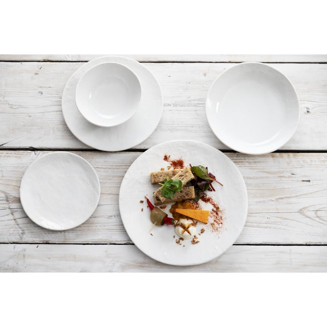Assiettes plates Olympia Denim White 230 mm (lot de 6)