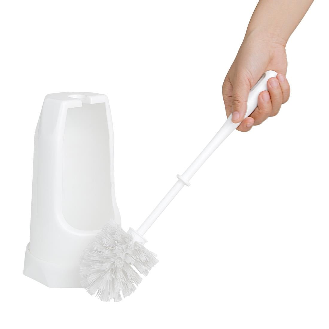 Brosse ronde et support WC Jantex blanc