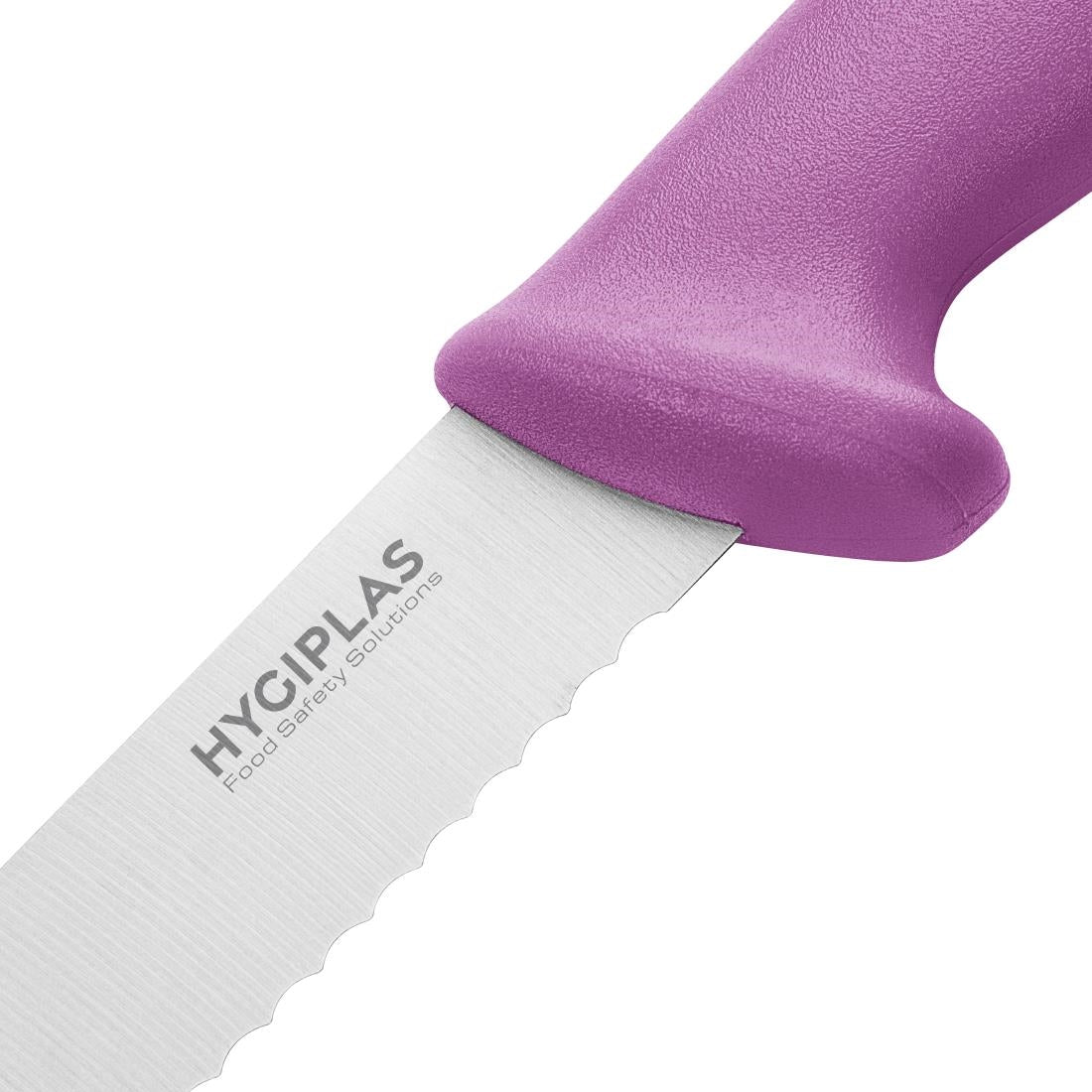 Couteau à trancher denté Hygiplas violet 248mm