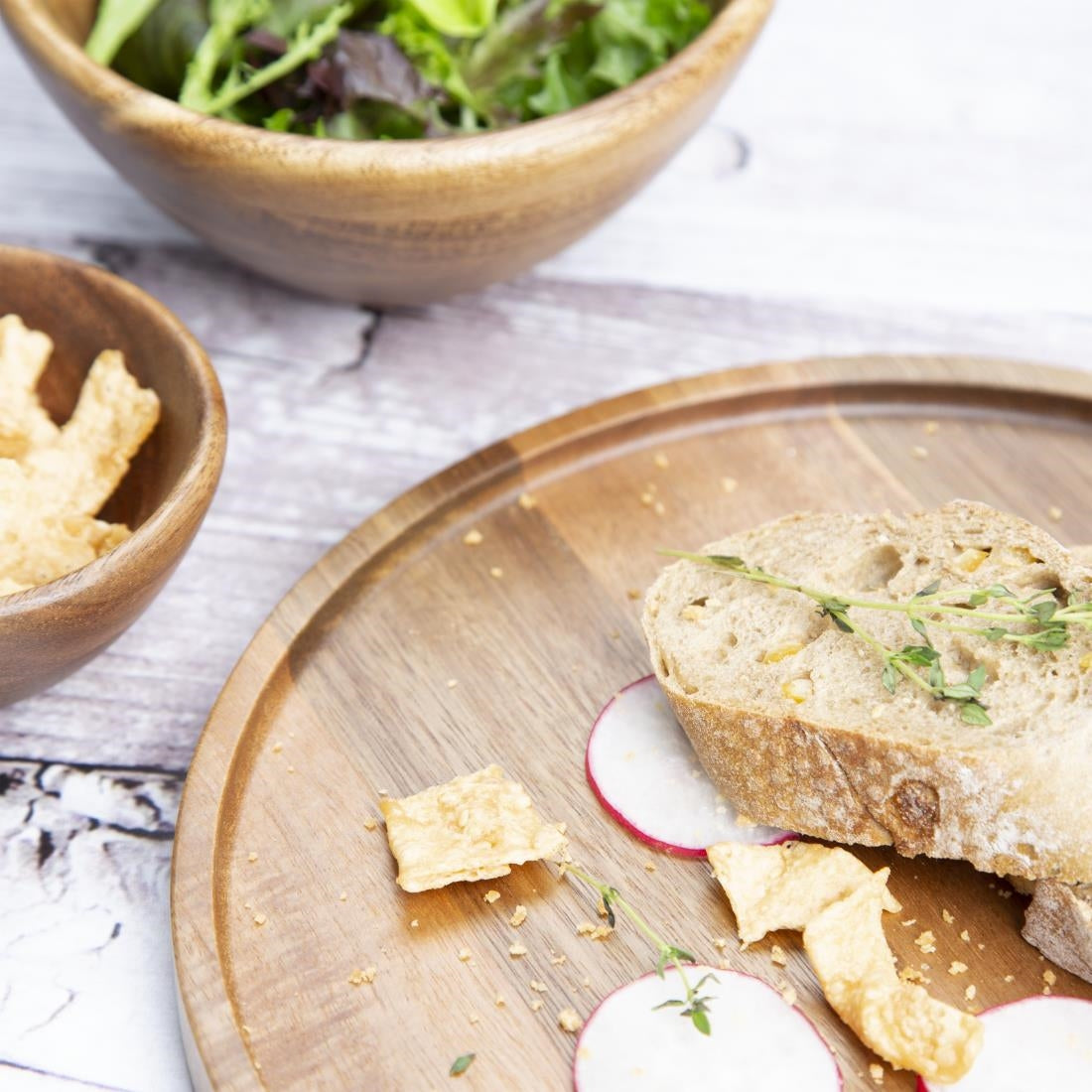 Assiette ronde en acacia Olympia 250mm