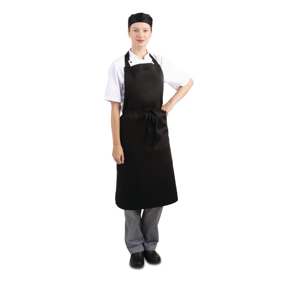 Tabliers bavette en polycoton Whites noirs (lot de 5)