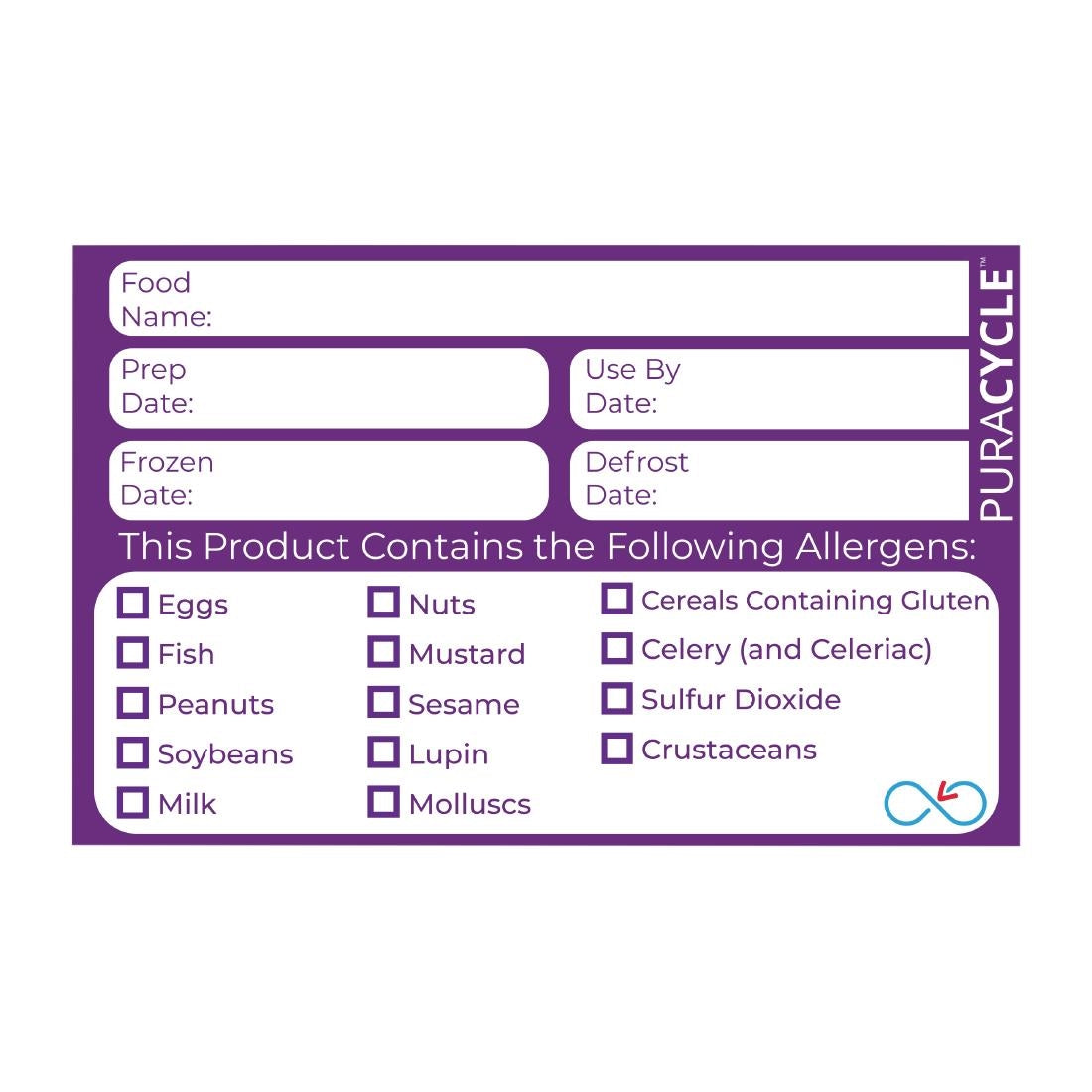 Etiquettes réutilisables allergènes PuraCycle (lot de 20) - NISBETS