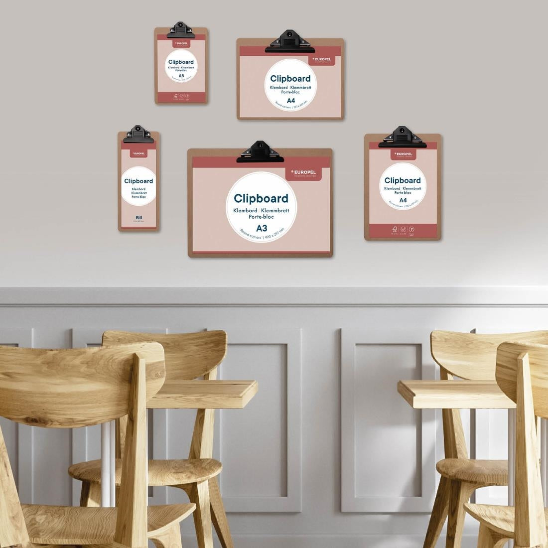 Porte-bloc panneau en fibre de bois Europel A4 portrait 210 x 297 mm