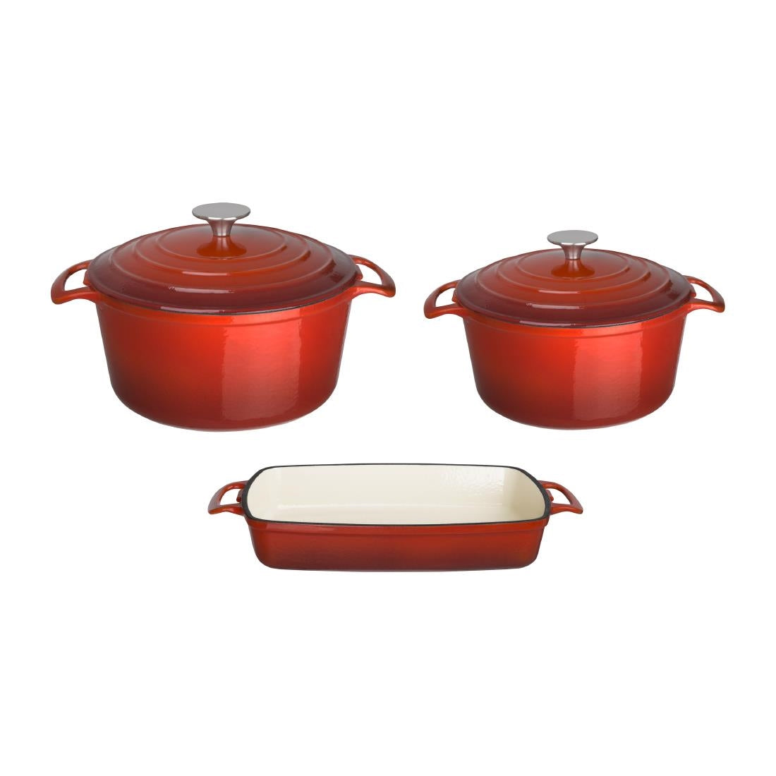 Lot de 3 plats en fonte Vogue rouges