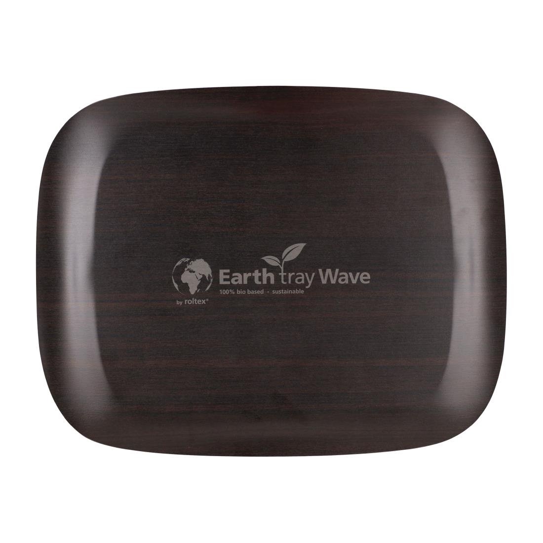 Plateau de service Roltex Wave 46x36cm bois foncé veiné - NISBETS