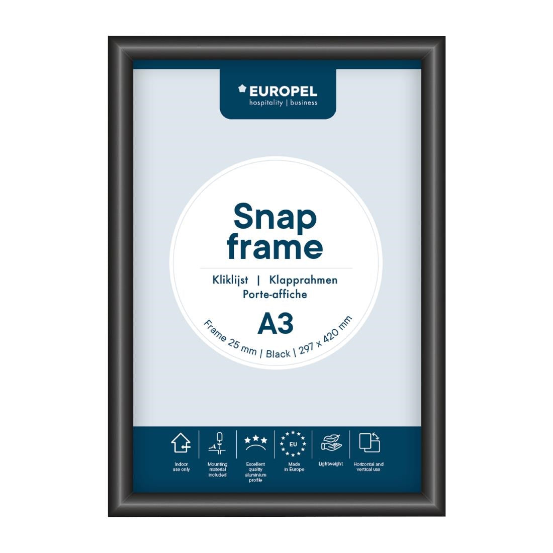 Cadre clipsable Europel A3 25mm noir