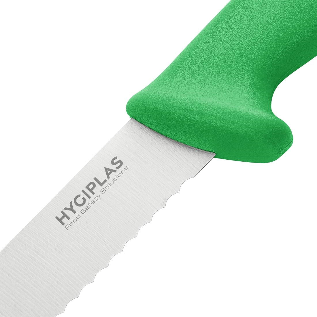 Couteau à trancher denté Hygiplas vert 25cm