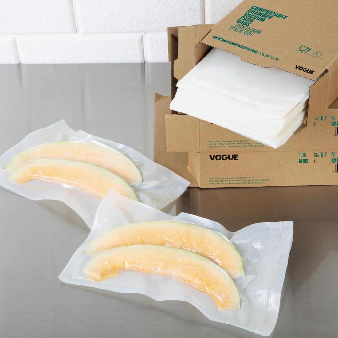 Sacs gaufrés compostables pour machine sous vide Vogue 300x400mm (Lot de 50)