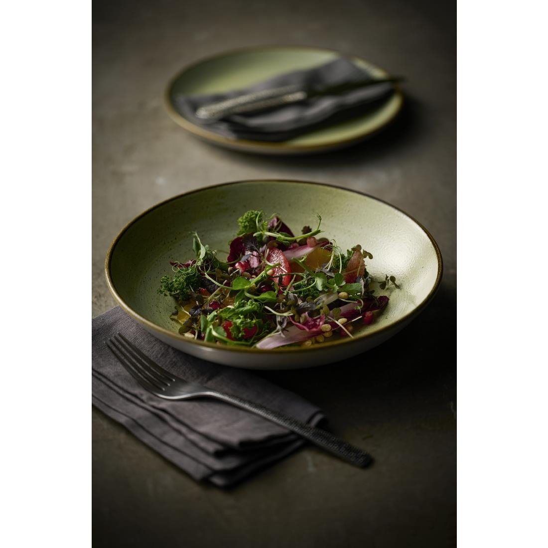 Assiettes avec rebord Churchill Stonecast Raw Green Evolve 220mm (Lot de 12)