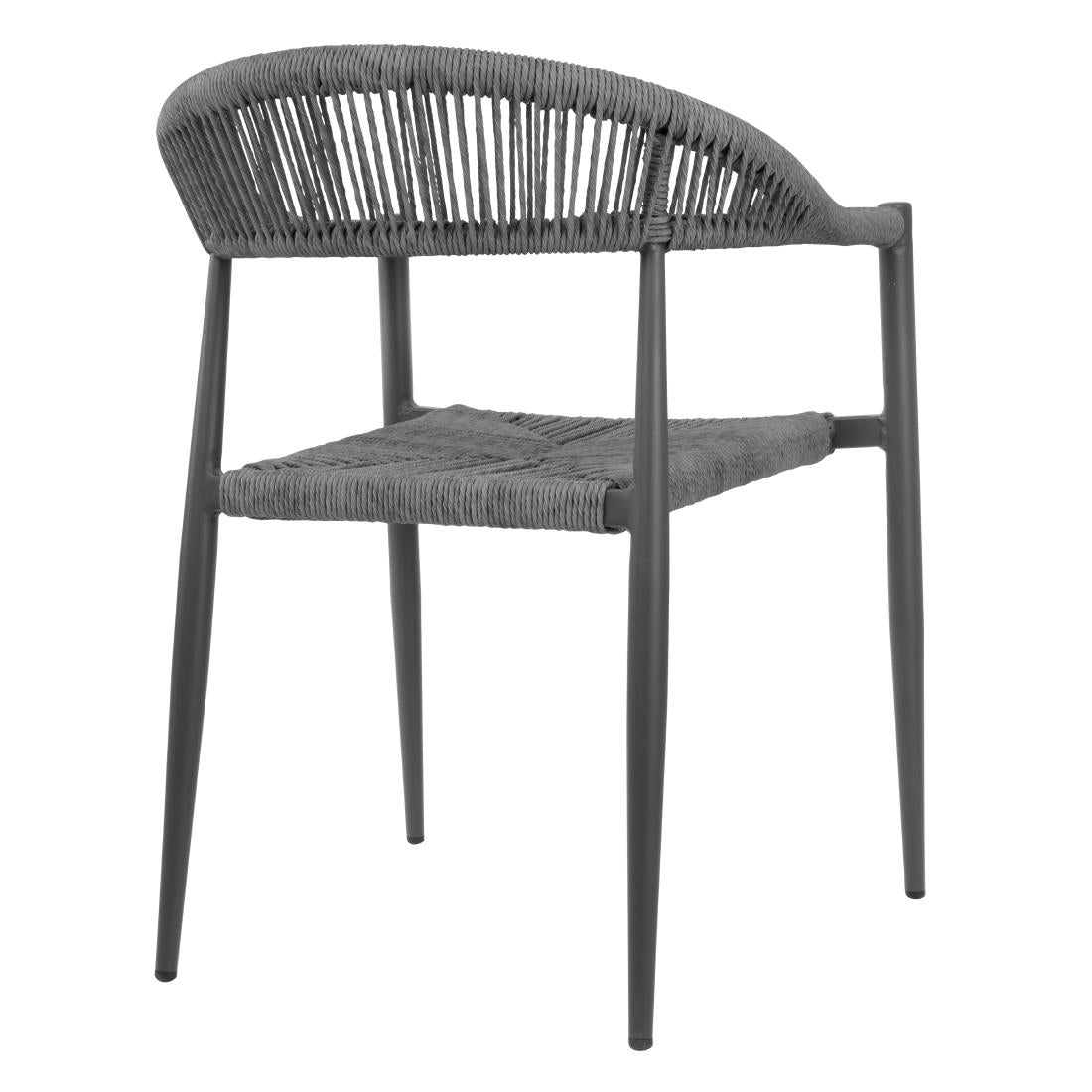 Fauteuils d'extérieur en rotin PE tressé Bolero Eden anthracite (lot de 4)