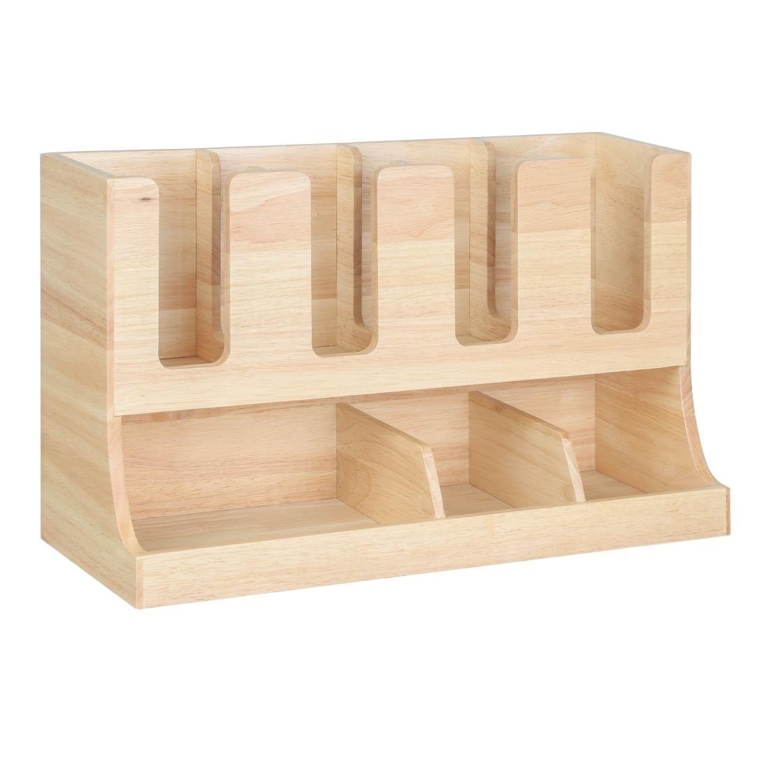 Organisateur de gobelets et condiments en bois d'hévéa Olympia 450x405x240mm