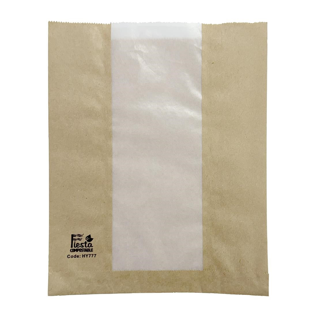 Sacs à pain avec fenêtre en papier cristal Fiesta Compostable 266x215x88mm (lot de 1000)