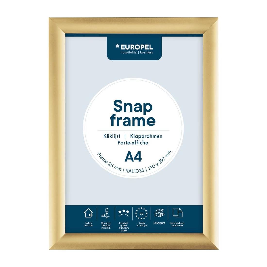 Cadre clipsable Europel A4 25mm doré
