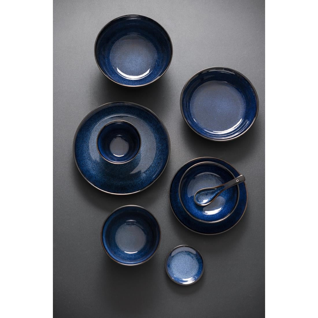 Bols plats Olympia Luna bleu nuit 160 mm (lot de 6)