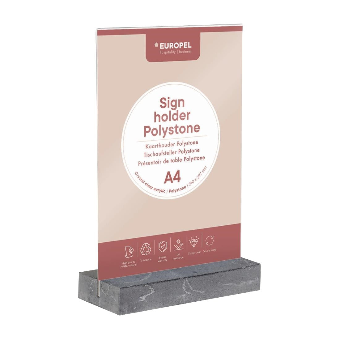 Présentoir de table Europel A4 polystone anthracite