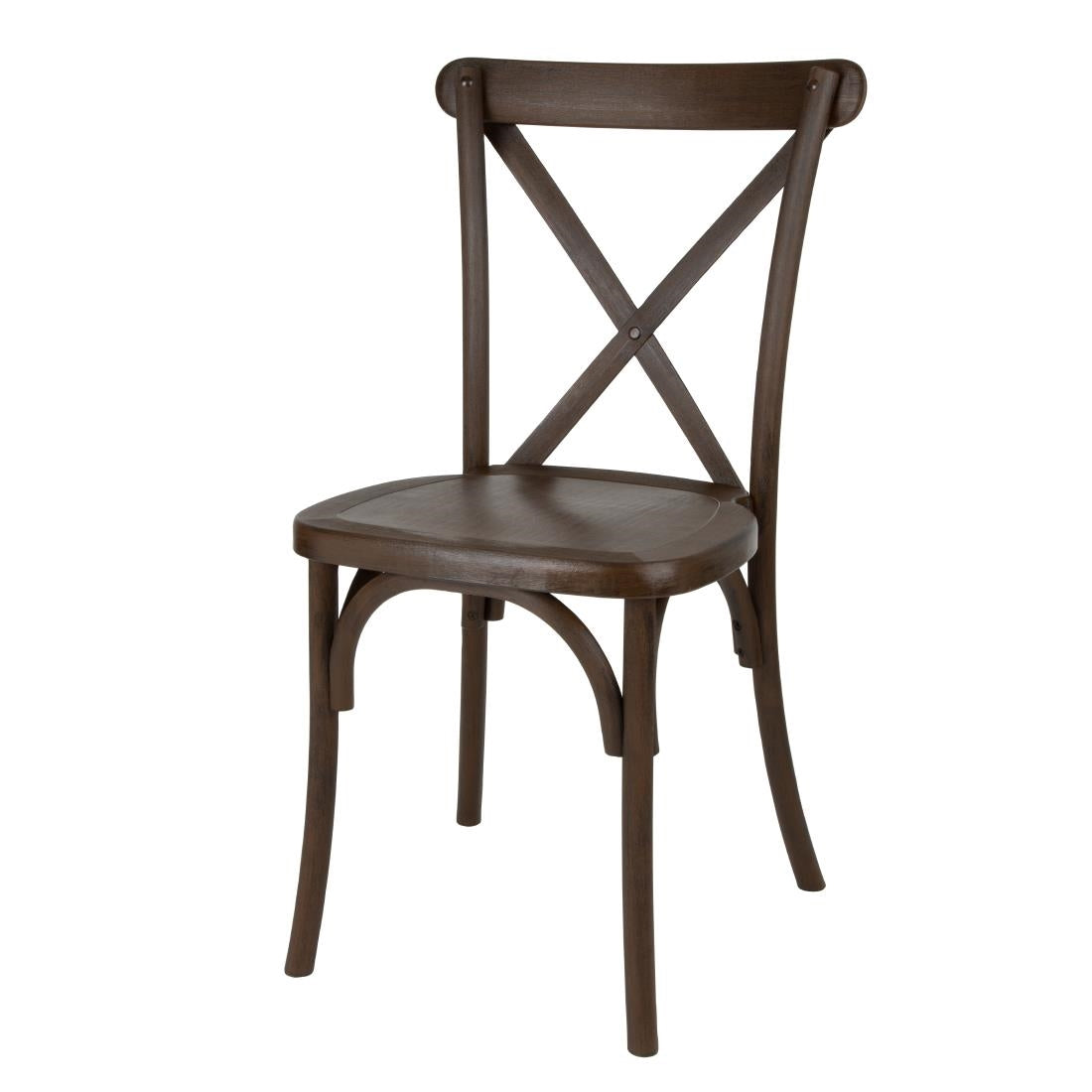 Chaises en résine à dossier croisé Bolero Manhattan effet bois foncé (lot de 4)