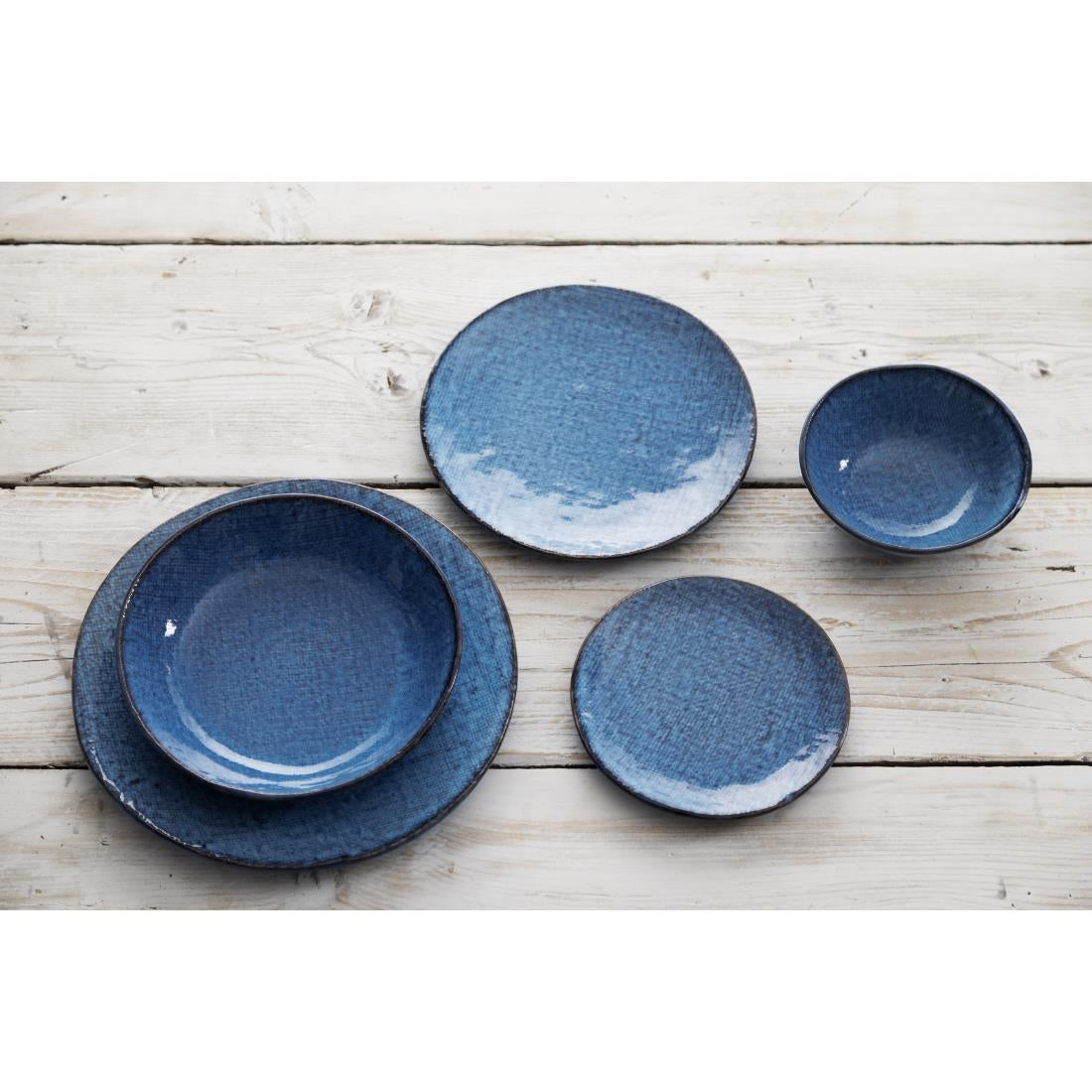 Assiettes plates Olympia Denim Blue 285 mm (lot de 4)
