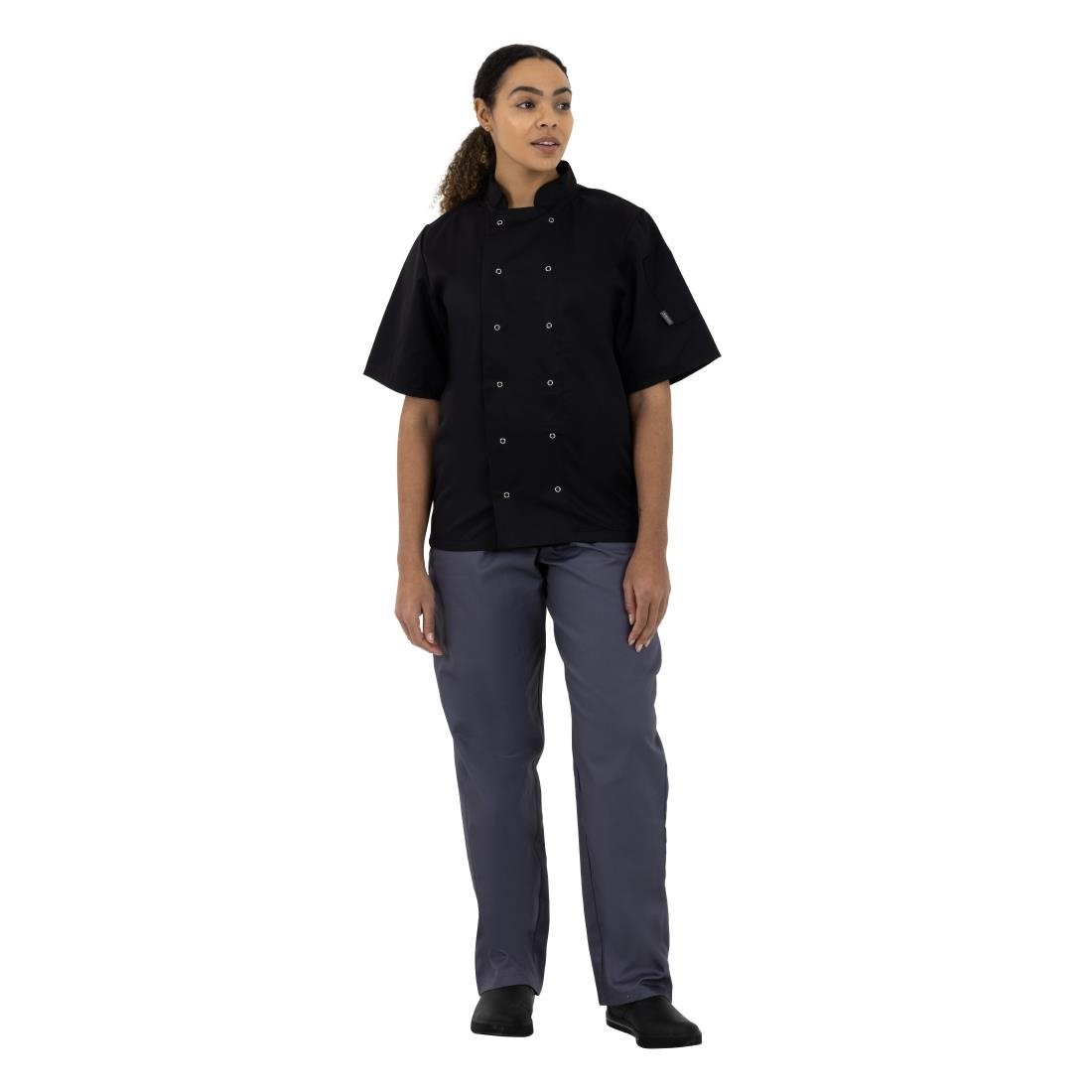 Veste de cuisine mixte Whites Vegas manches courtes noire - NISBETS