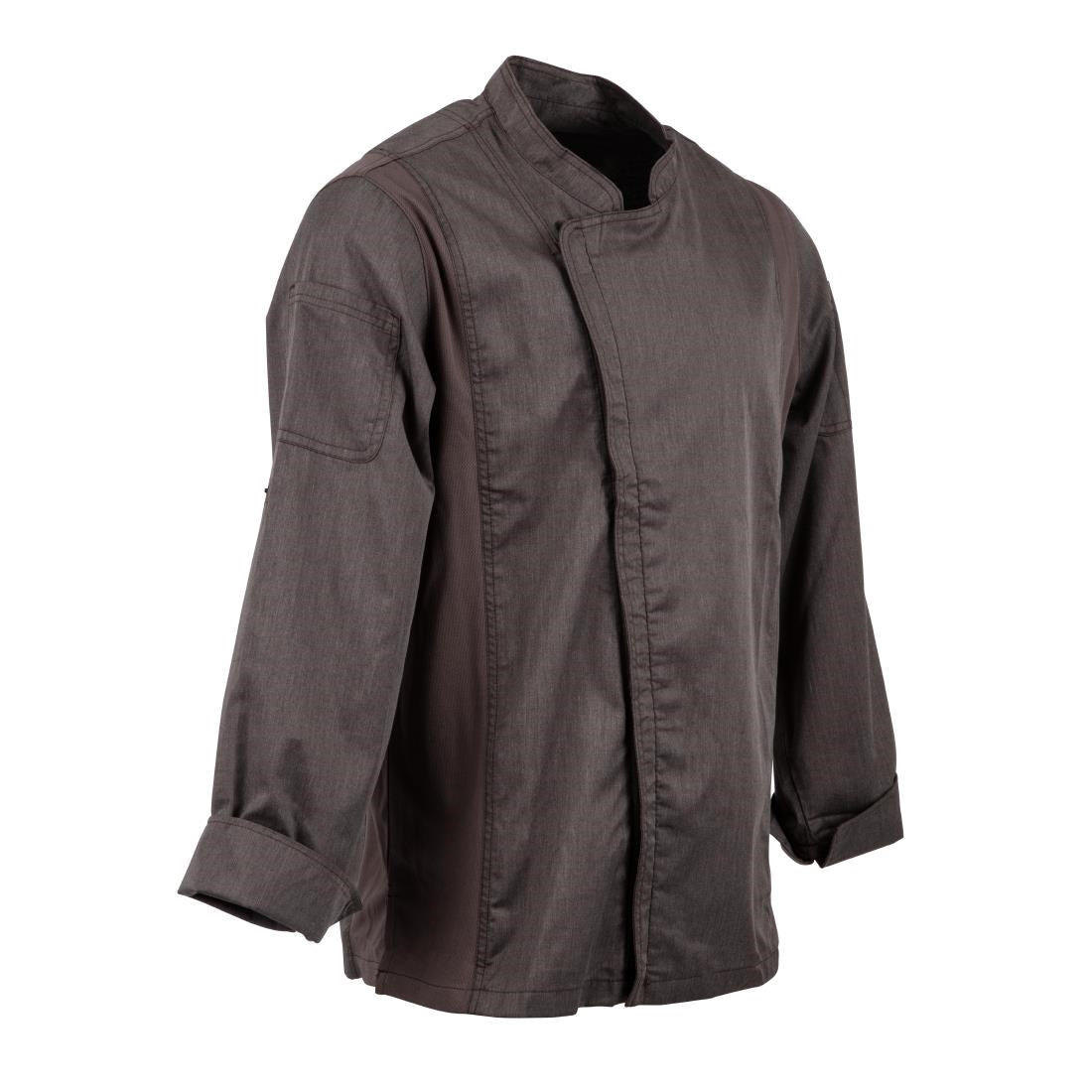 Veste de cuisine mixte légère à fermeture éclair Hartford Chef Works Urban gris graphite M - NISBETS