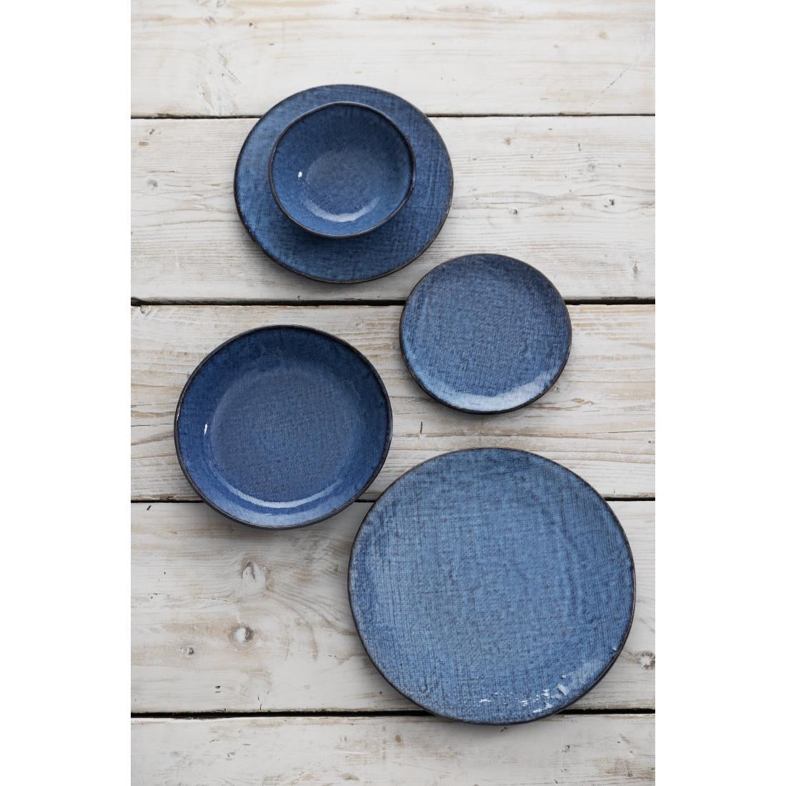 Assiettes plates Olympia Denim Blue 180 mm (lot de 6)