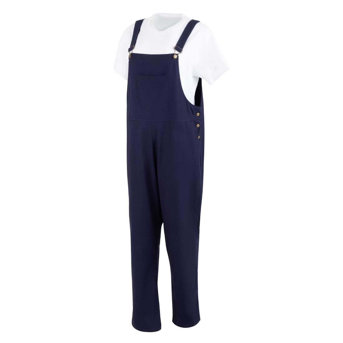 Salopette à plastron et bretelles en toile de coton Southside bleu marine XL - NISBETS