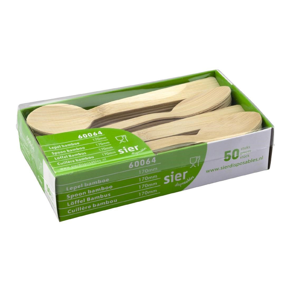 Cuillères en bambou Sier Disposables 170 mm (lot de 50)